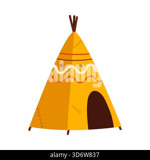 Colorful Canadian teepee with tribal patterns on a white isolated background vector illustration Stock Vector