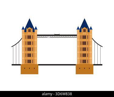 Minimal flat design of Britain famous Tower Bridge isolated on white background vector illustration Stock Vector