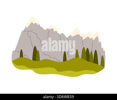 Minimalist isolated Canada mountain scene with green hills and pine trees vector illustration Stock Vector