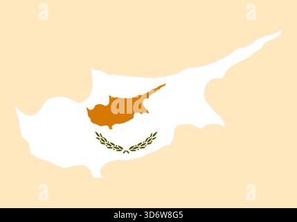 Isolated Cyprus map featuring national flag colors and olive branches on a neutral background vector illustration Stock Vector