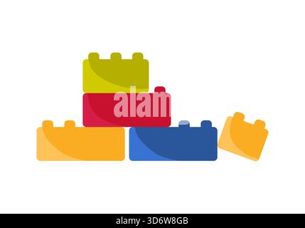 Stacked colorful Denmark toy bricks on a white isolated background for playful creative concepts vector illustration Stock Vector