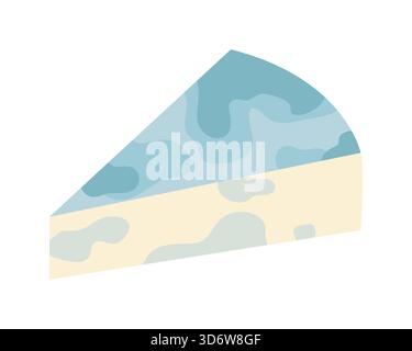 Minimal flat design of a Danish blue cheese wedge isolated on white background vector illustration Stock Vector