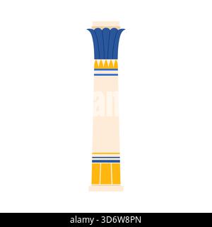 Stylized ancient Egypt column with blue and yellow details on isolated white background vector illustration Stock Vector