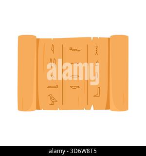 Isolated ancient Egypt papyrus scroll featuring traditional hieroglyphs on a white background vector illustration Stock Vector