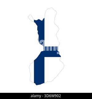 Isolated Finland map silhouette filled with blue cross flag design on white background vector illustration Stock Vector