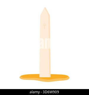 Minimal flat design of an ancient Egyptian obelisk with ankh symbol isolated vector illustration Stock Vector