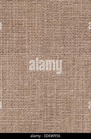 Brown linen fabric seamless background texture - natural textile sack cloth pattern. Close up of traditional woven organic hessian jute. Stock Photo