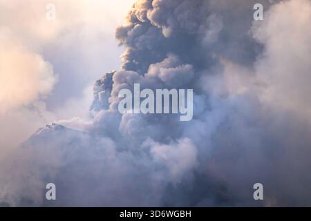 Colossal Ash Plume Rising from Barren Island Volcano Stock Photo