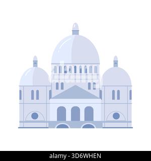 Minimal flat design of Sacre-Coeur basilica in Paris on isolated white background vector illustration Stock Vector