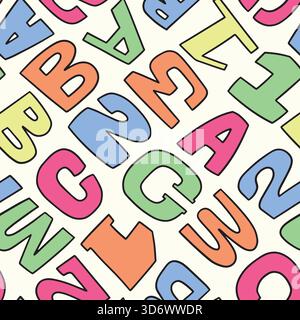 ABC and 123 seamless pattern. Vector illustration flat design background. Stock Vector