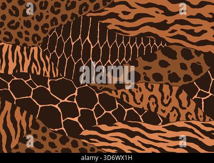Animal Skin cutout pattern design. Animal print vector illustration background. Wildlife fur skin design illustration for web, home decor, fashion, su Stock Vector