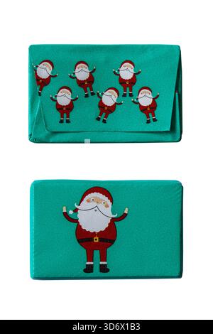 Christmas themed  Milk Chocolate Tablets  isolated on white background - Father Christmas, Santa Claus Stock Photo