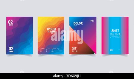 Abstract colorful gradient poster design. Set of four modern graphic covers. Vector illustration. Stock Vector