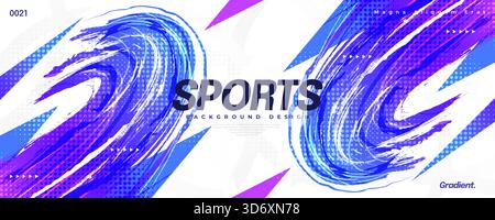 Abstract and Dynamic Sport Background in Colorful Gradient Style and Halftone Effect. Banner, Poster, or Cover Templates for Sports, Fitness, or Event Stock Vector