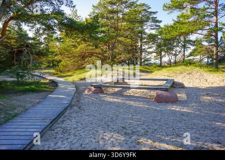 Boardwalk near Kolkasrags in Slitere National Park, Latvia Stock Photo