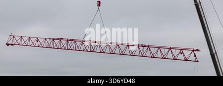 Highrise crane being built. Stock Photo