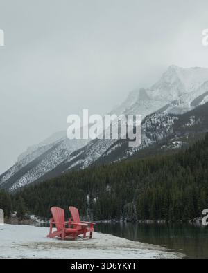 Wintery view of Canadian lake Stock Photo