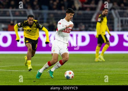 DORTMUND, GERMANY - NOVEMBER 22: Chema (VfB Stuttgart, 30) during the Bundesliga match between Borussia Dortmund vs. VfB Stuttgart on matchday 11 at Signal Iduna Park on November 22, 2025 in Dortmund, Germany. #DFL regulations prohibit any use of photographs as image sequences and/or quasi-video Stock Photo
