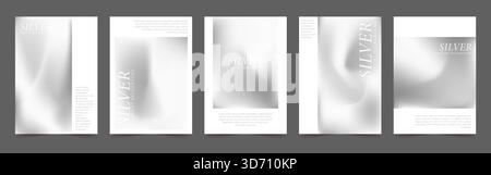 Silver mirror gradient background. Shiny foil texture and abstract metal surface. Chrome or steel reflection effect. Vector illustration Stock Vector