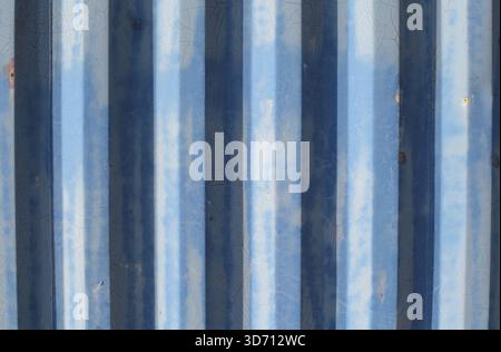 Blue corrugated metal wall abstract textured background Stock Photo