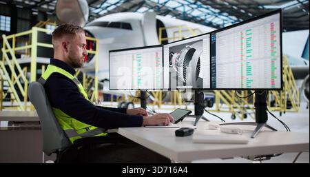Innovative 3D Technology Revolutionizing Aircraft Maintenance For Aerospace Engineers Stock Photo
