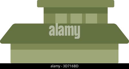A compact green pavilion building with layered eaves and central body inspired by traditional garden structures Stock Vector