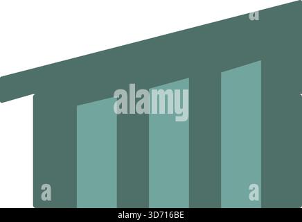 A minimalist modern hall shown with a long slanted roof and simple vertical supports Stock Vector