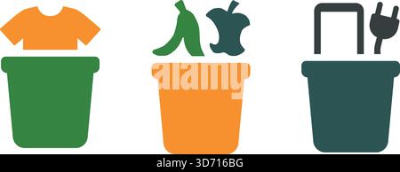 A row of small plant pots with seedlings and silhouettes of hand tools for container gardening Stock Vector