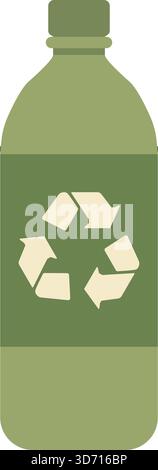 A green bottle marked with a recycling emblem suggesting recycled material and responsible disposal Stock Vector