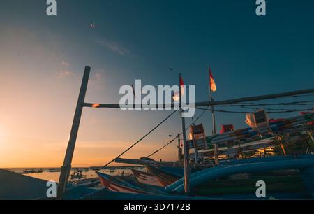 Blue hour atmosphere at Kedonganan Beach, Jimbaran, October 2, 2025, Bali, Indonesia Stock Photo