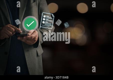 Digital checklists for business verification processes standards compliance ISO standards process document approval Stock Photo