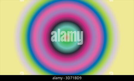 Abstract concentric circles with vibrant colors, creating a hypnotic pattern on a yellow background. Gradient blend effect. Stock Vector