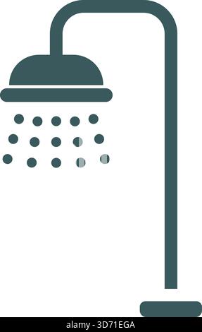 A modern shower head with water droplets indicated falling from a round nozzle Stock Vector
