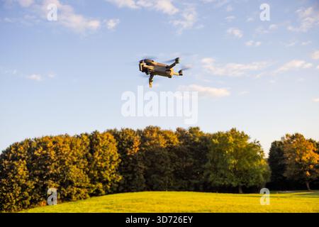 DJI Mini 5 Pro Lightweight Camera Drone in Flight Stock Photo