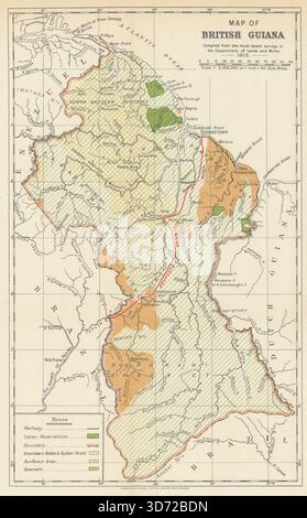 British Guiana showing Indian Reservations & Forests by Waterlow & Sons ...