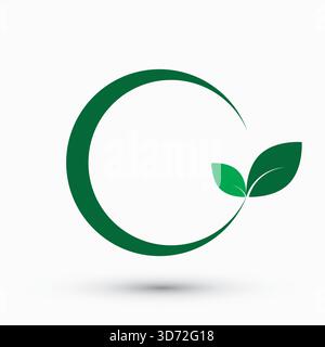 Organic Circle Leaf Icon for Eco Logo Branding Stock Vector