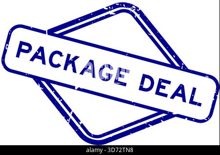 Grunge blue package deal word rubber seal stamp on white background Stock Vector