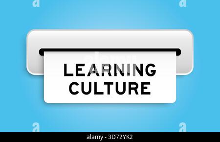 White coupon banner with word learning culture from machine on blue color background Stock Vector