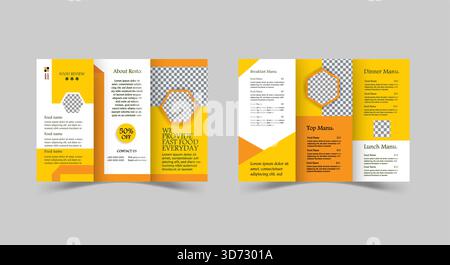 Food Restaurant Trifold Brochure Template Stock Vector
