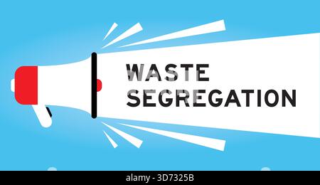 Color megaphone icon with word waste segregration in white banner on blue background Stock Vector