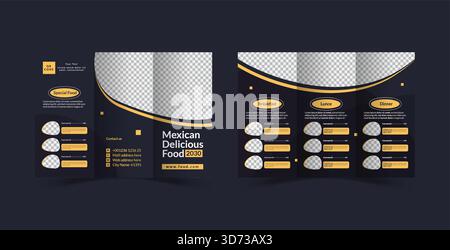 Food trifold brochure. Restaurant Fast food café menu template Stock Vector
