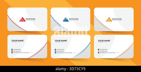Set of modern business card print templates. Personal visiting card with company logo vector illustration Stock Vector