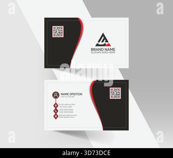 Modern business card template red black colors Stock Vector