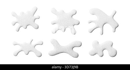 Subtle grainy splashes with soft gradients and dot textures. Each liquid shape has a light, abstract feel and smooth fading edges, creating clean Stock Vector