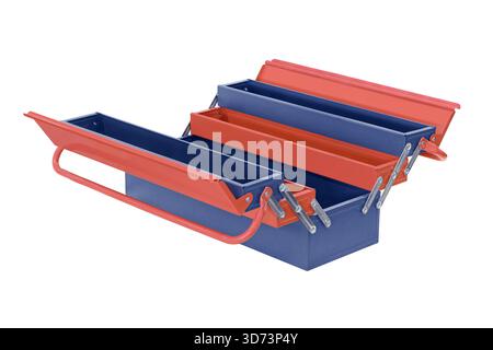 Traditional metal toolbox, isolated on white background Stock Photo