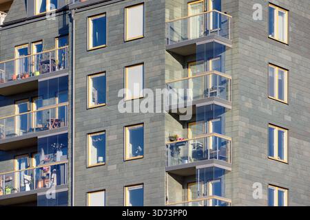Closeup new, modern apartment buildings Stock Photo