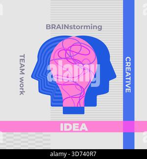 Teamwork concept generating new ideas. Infographic of brainstorming-find solution for business, interaction to get a solution. Vector for web, banners, posters, flyers, social media, marketing. Stock Vector
