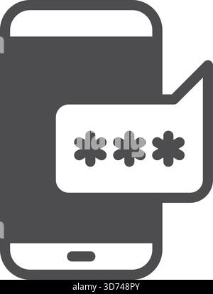 A phone with a password screen on it. The phone is black and white Stock Vector