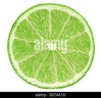 limes half isolated on white background. limes fruit Clipping Path Stock Photo