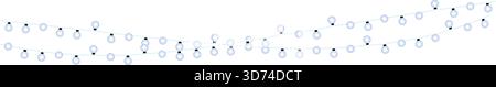 A long line of dots are spread out across a white background. The dots are all different sizes and are arranged in a way that creates a sense of movem Stock Vector